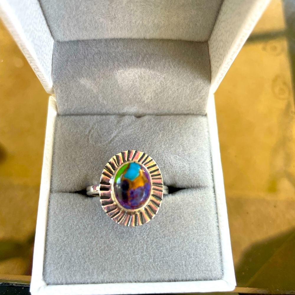 Copper Turquoise Sterling Silver ring size 8